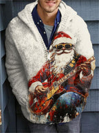 2025Hot Selling  Foreign Trade New Christmas3D Digital Printed Casual Zipper Hooded Jacket