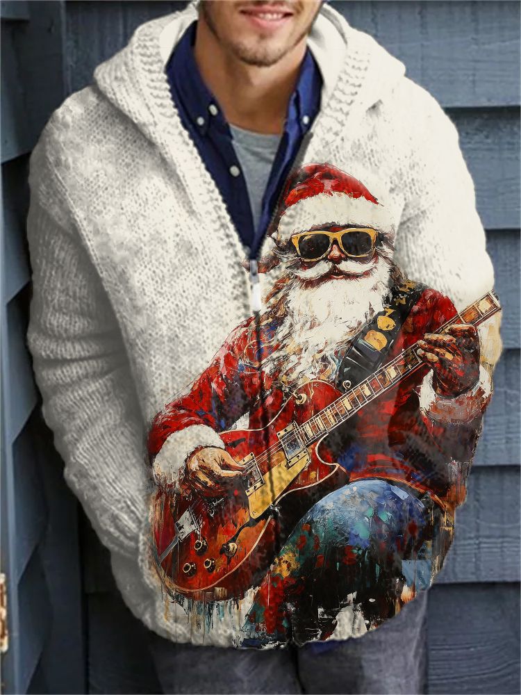 2025Hot Selling  Foreign Trade New Christmas3D Digital Printed Casual Zipper Hooded Jacket