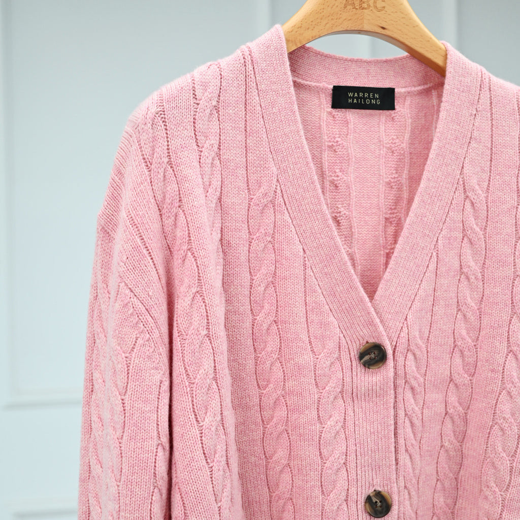 Monet Casual Chic with an Elegant Feel Cable Knit Wool Cashmere Round Neck Long Sleeve Sweater for Women