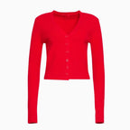 "Cherry Bomb" Y2K Cropped Cardigan - Vintage Red Knit