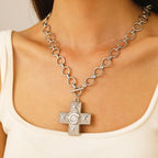 Celebrity Style Decorative Chain Jewelry Personalized Cross Alloy Pendant Necklace  Minimalist Style Clip Simple Internet Celebrity Collarbone Chain for Women