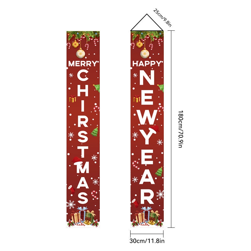 2026New Year Christmas Couplets Santa Claus Soldier Outdoor Decoration Door Curtain Hanging Flag Outdoor European and American