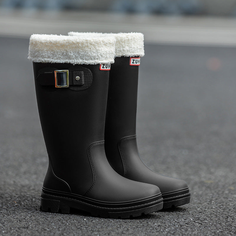Star Custom Fashion Korean Style Women's High Tube Rain Boots Non-Slip Waterproof Wear-Resistant Long Tube Water Boots Adult Rubber Shoes