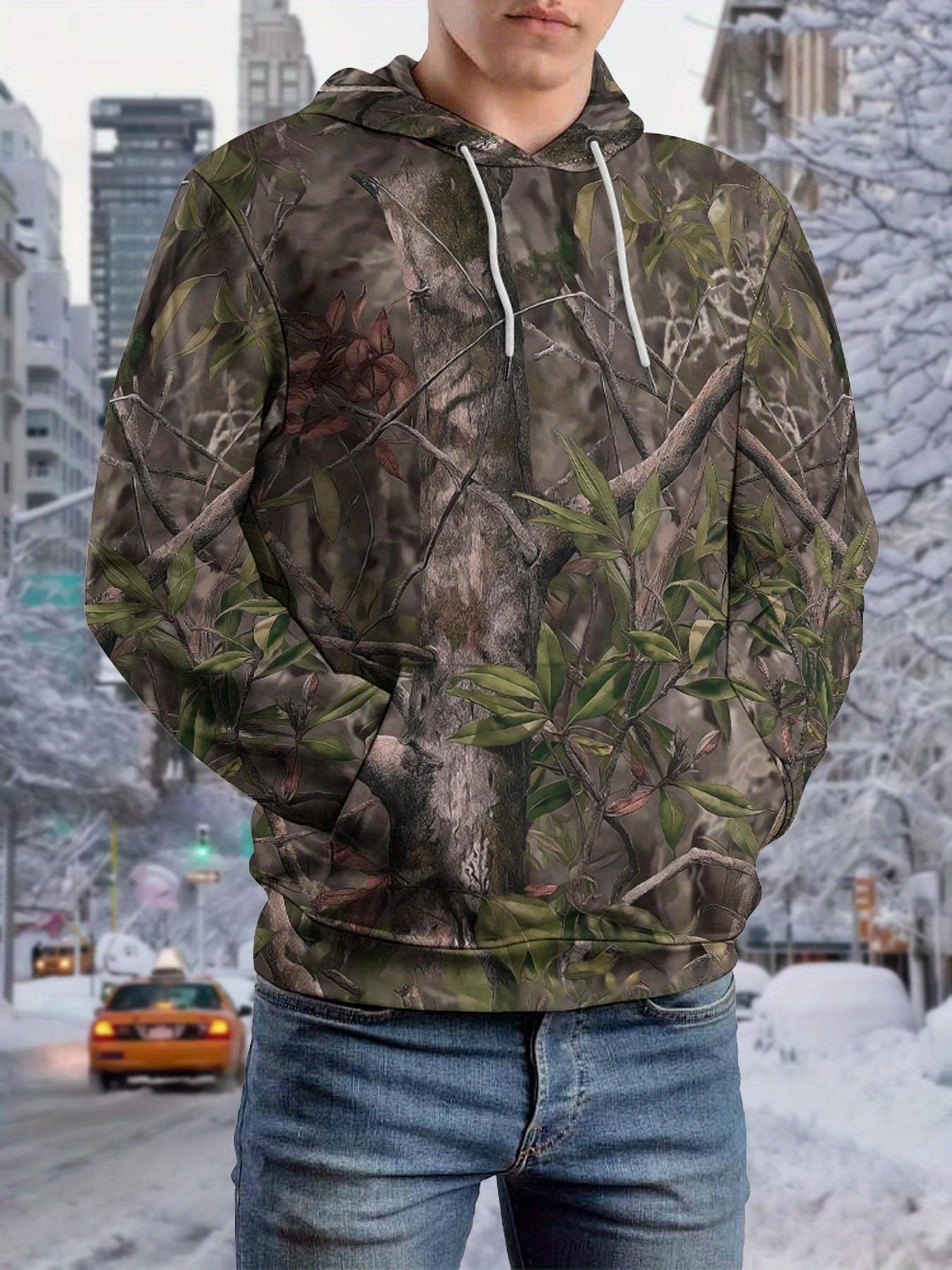 2025European and Autumn New Women's Fashion3d Digital Printed Camouflage Maple Leaf Sweatshirt Jacket