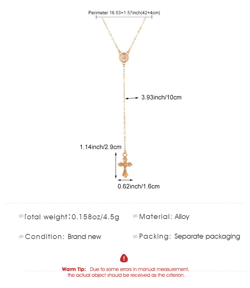 Celebrity Style Popular Cross Long Chain Necklace for Women Easter Trendy Jewelry Sexy Tassel Virgin Mary Pendant