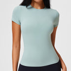 New Casual Sportswear t Women's Slim Fit Quick-Dry Barely-There Feel Fitness Top Shirt Running Yoga Short Sleeve