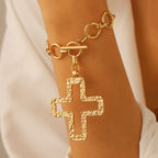 Celebrity Style Decorative Chain Jewelry Personalized Cross Alloy Pendant Necklace  Minimalist Style Clip Simple Internet Celebrity Collarbone Chain for Women