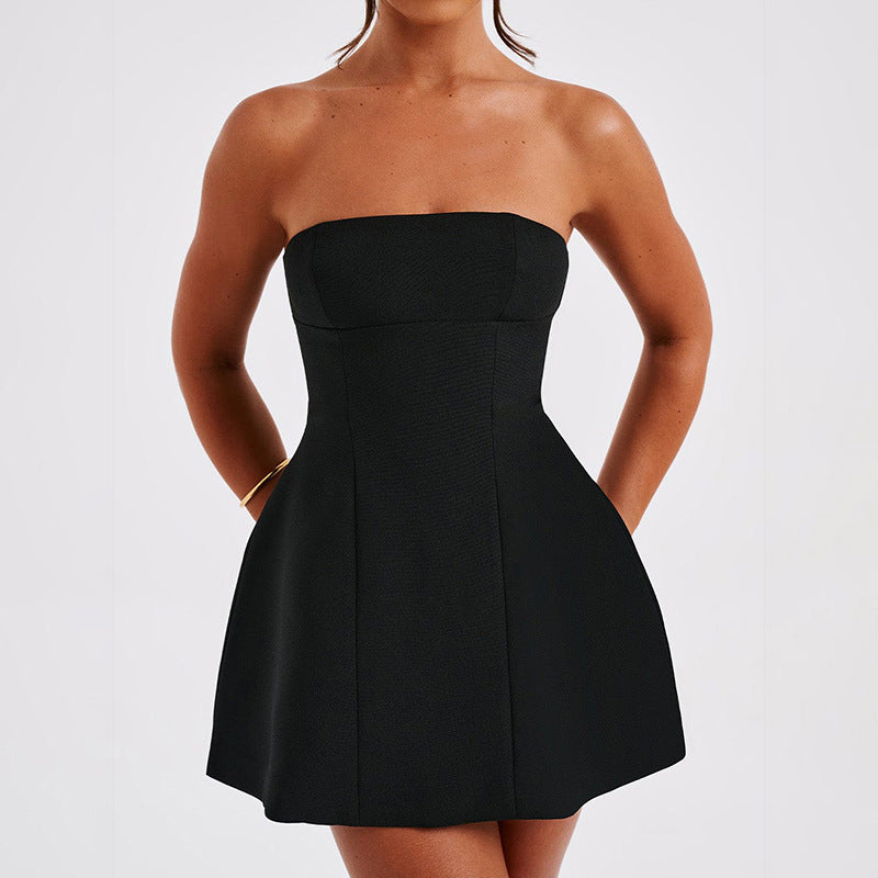 JY24070Sexy Strapless Waist-Cinching A New Style Elegant Women's Short Dress