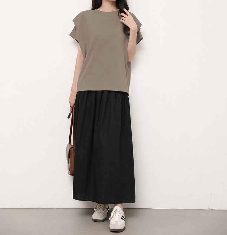 Star Custom Japanese Style New Model Lotte8Color Summer Stripes T Women's Cotton Loose Batwing Sleeve Knitted Top