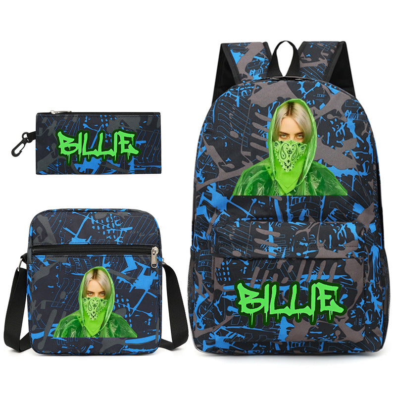 Celebrity Style Trendy European and American Billie Pencil Bag Shoulder Backpack Three-piece School Bag