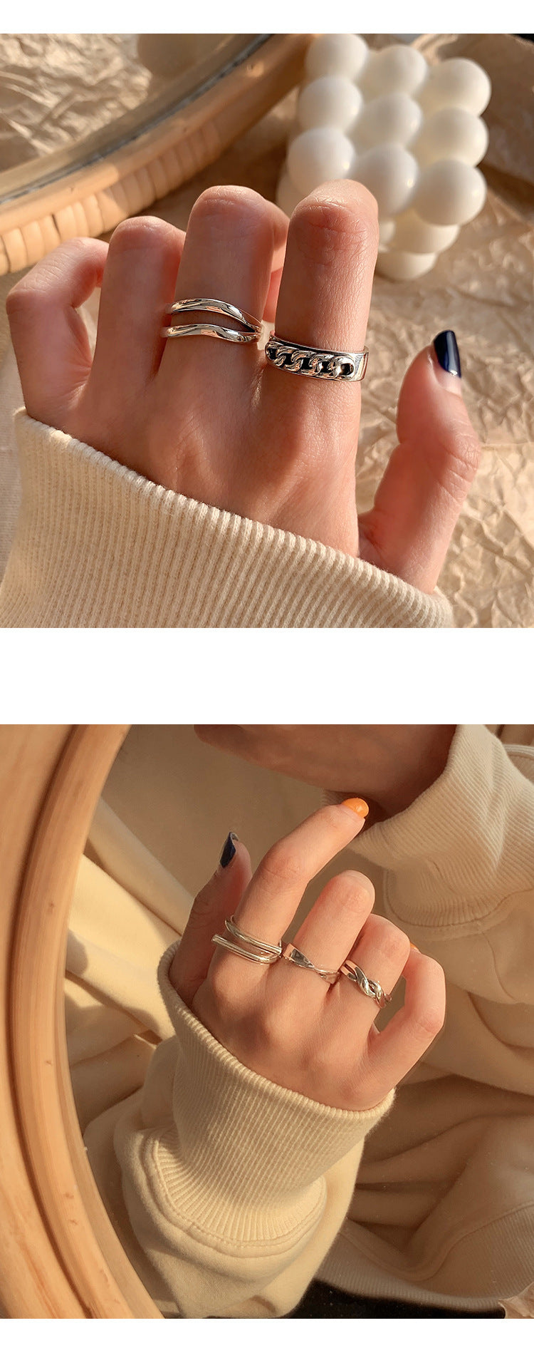 2026New design with high-quality texture925Index Finger Pure Silver Decorative Ring for Women, Light Luxury Niche ins Minimalist Style Personality Fashion Ring