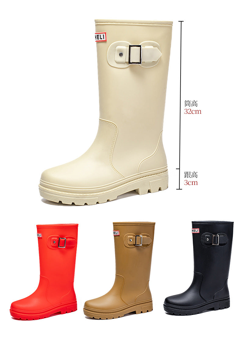 Star Custom Fashion Korean Style Women's High Tube Rain Boots Non-Slip Waterproof Wear-Resistant Long Tube Water Boots Adult Rubber Shoes