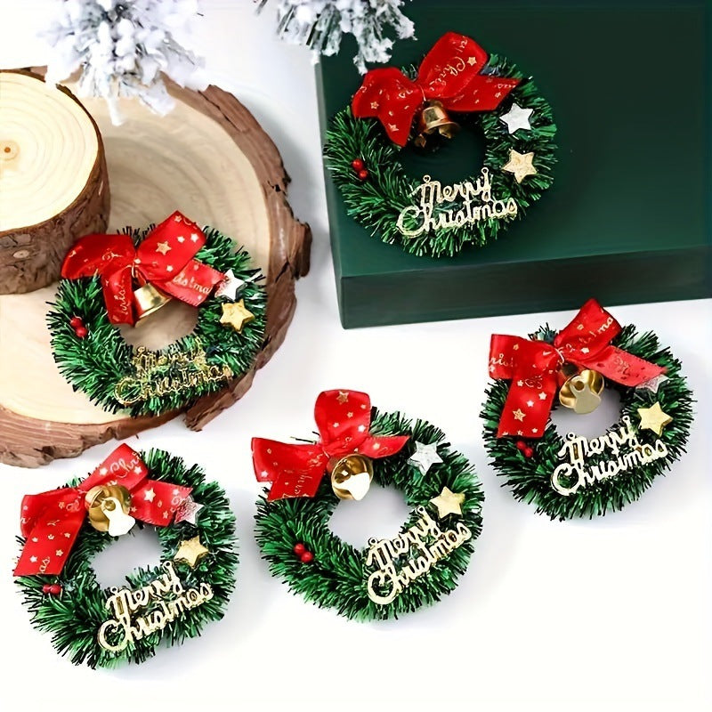 2026Style H7511 New mini Christmas wreath with bells and ribbons