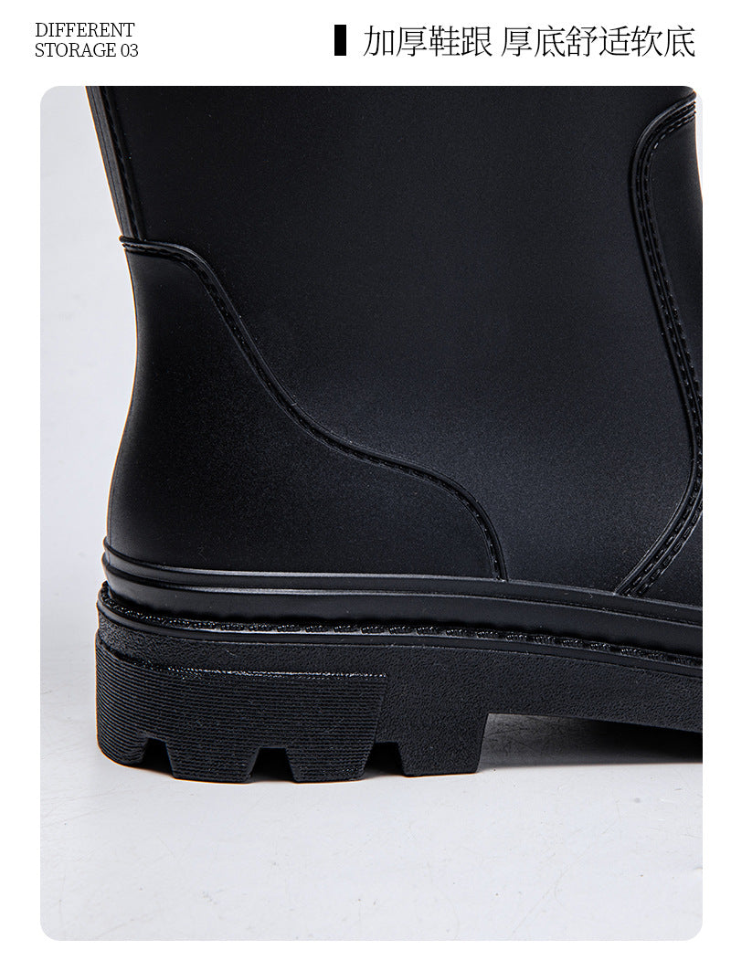 Star Custom Fashion Korean Style Women's High Tube Rain Boots Non-Slip Waterproof Wear-Resistant Long Tube Water Boots Adult Rubber Shoes