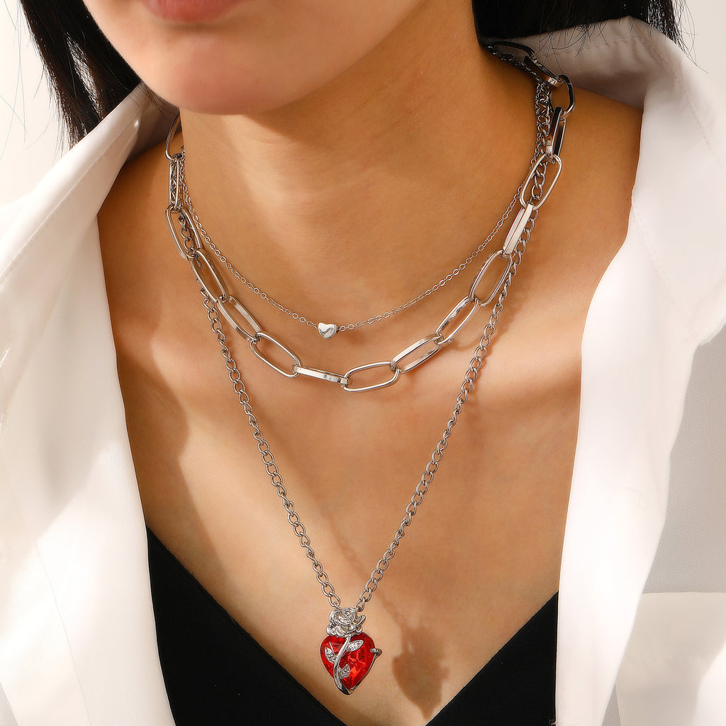 Celebrity Style Jewelry Niche Design Hot Girl Imitation Pearl Tassel Heart Cross Butterfly Versatile Necklace for Women
