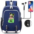 Celebrity Style Trend Billie Teenage Primary and Secondary School Students Schoolbag USB Men's and Women's Casual Backpack