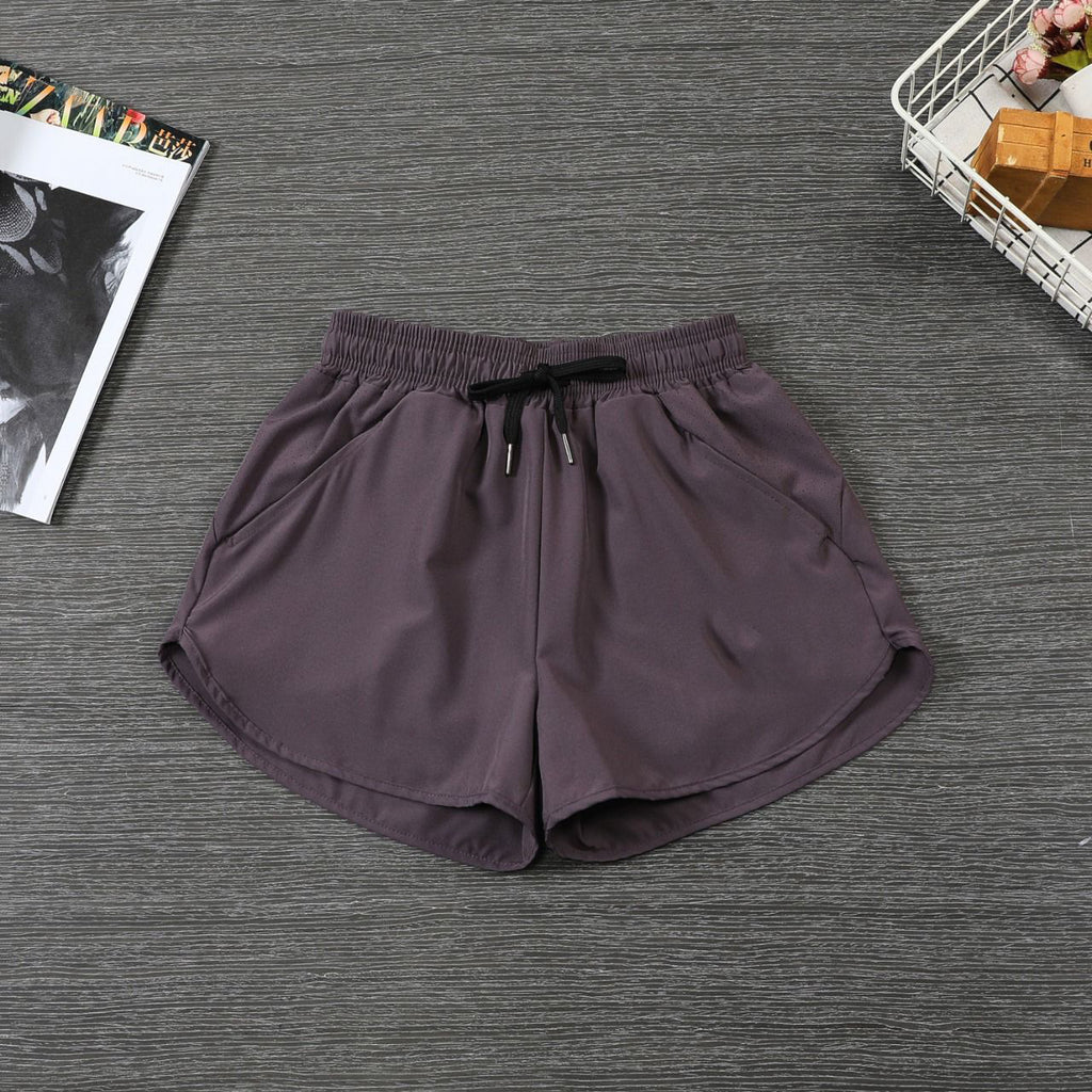 Women's Yoga Pants Sports Summer Thin Quick-Dry Fake Two-Piece Anti-Exposure Shorts Double Layer Running Gym