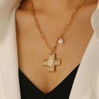 Celebrity Style Decorative Chain Jewelry Personalized Cross Alloy Pendant Necklace  Minimalist Style Clip Simple Internet Celebrity Collarbone Chain for Women
