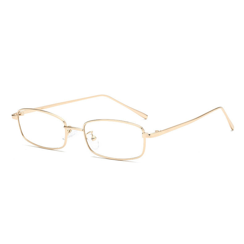 Same Style as Stars2026Latest Square Frame Gold Wire Edge Glasses Frame for Women Trendy Concave Shape Narrow Frame Small Face Retro Can Be Paired with Prescription Lenses