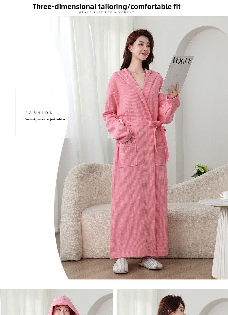 Autumn Winter Long Hooded Bathrobe Hotel Men Women Bathrobe Pajamas Homewear Long Sleeve Cross-Border Amazon One Piece Dropshipping