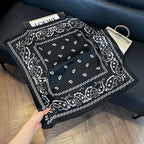 Same Style as Stars2025New Paisley Small Cashew Deformed Insect Satin70Silk Scarf Scarf Headscarf Fashion Design Small Water Drop Square Scarf Decoration Matching Headscarf