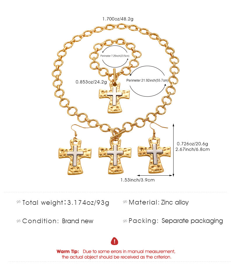 Celebrity Style Decorative Chain Jewelry Personalized Cross Alloy Pendant Necklace  Minimalist Style Clip Simple Internet Celebrity Collarbone Chain for Women