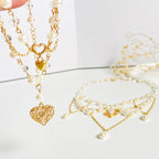 Celebrity Style Jewelry Niche Design Hot Girl Imitation Pearl Tassel Heart Cross Butterfly Versatile Necklace for Women