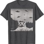 ThreadWeird Alien Cat UFO T-Shirt Classic Fit Round Neck