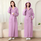 Autumn Winter Long Hooded Bathrobe Hotel Men Women Bathrobe Pajamas Homewear Long Sleeve Cross-Border Amazon One Piece Dropshipping