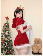 Halloween Atmosphere Bowknot Shawl Set Sexy Lingerie Christmas Uniform Sexy Internet Celebrity Streamer Battle Robe