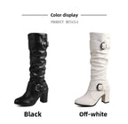 33-52Plus Size Autumn Winter Women's Boots with Belt Buckle, Thick High Heel, Knee-High Long Boots H776