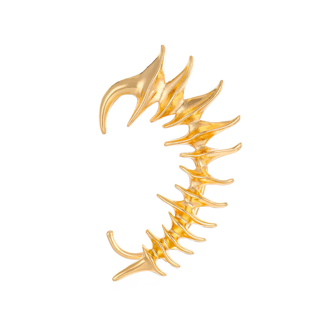 Star Style Thorn Spine Skeleton Mechanical Style Ear Hook Niche Design Irregular Metal Non-Pierced Ear Clip Unisex Earrings Has Been Blessed for Safety