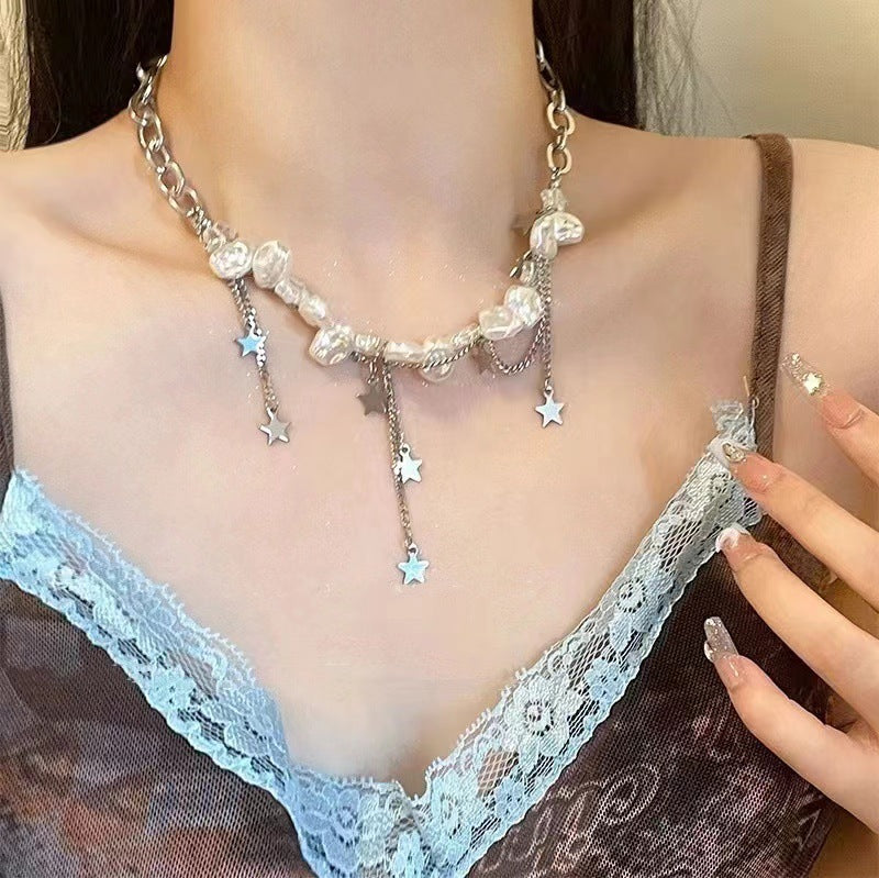 Star Custom 2025New Year's Exaggerated Punk Necklace y2k Irregular Subculture Hip-Hop Trend Unisex Niche Collarbone Chain
