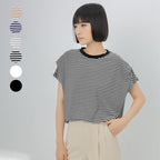 Star Custom Japanese Style New Model Lotte8Color Summer Stripes T Women's Cotton Loose Batwing Sleeve Knitted Top