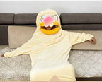 Autumn Winter Little Yellow Chicken One-Piece Pajamas Funny Cute Coral Fleece Couple Robe Unisex Homewear