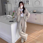 High-End Casual Sports Suit for Women, Autumn and Winter, Petite Workwear Style, Sweatshirt and Sweatpants Two-Piece Set, Early Autumn Complete Set