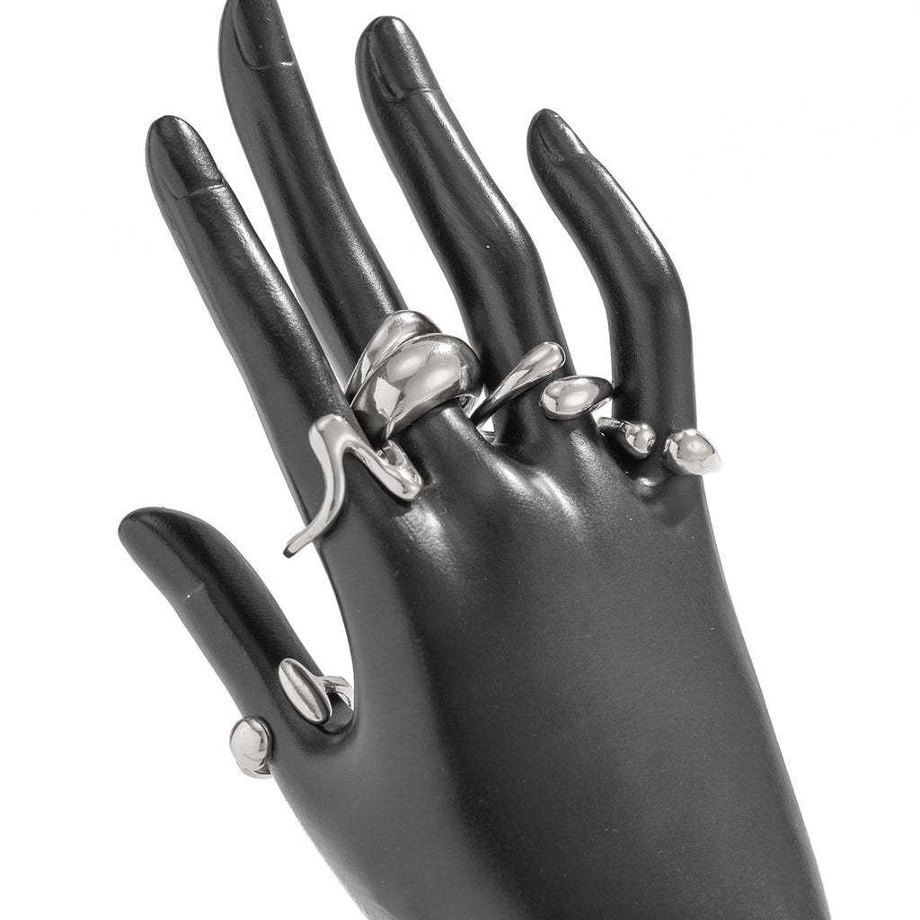 Custom Design Photosensitive Water Drop Hugging Open Ring for Celebrities Unique Irregular Geometric Joint Ring