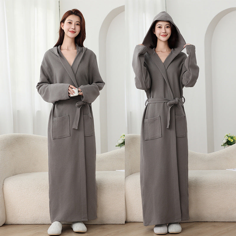 Autumn Winter Long Hooded Bathrobe Hotel Men Women Bathrobe Pajamas Homewear Long Sleeve Cross-Border Amazon One Piece Dropshipping