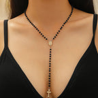 Celebrity Style Popular Cross Long Chain Necklace for Women Easter Trendy Jewelry Sexy Tassel Virgin Mary Pendant