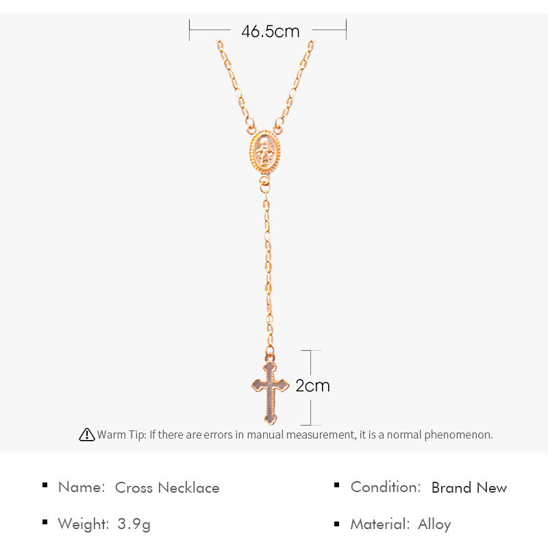Celebrity Style Popular Cross Long Chain Necklace for Women Easter Trendy Jewelry Sexy Tassel Virgin Mary Pendant