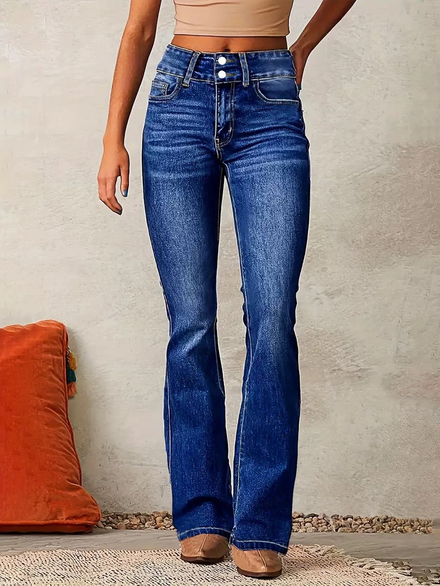 "Main Character" High-Waist Flare Jeans - Vintage Stretch Denim