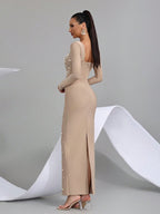 Star Custom Autumn New Beaded Diamond Tight Luxury Long Dress Bandage Dress Women Long Sleeve Elegant Evening Party Gown