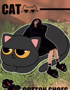 "Mood" Grumpy Cat Plush Slippers - Kawaii Gamer Girl Essential