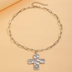Celebrity Style Decorative Chain Jewelry Personalized Cross Alloy Pendant Necklace  Minimalist Style Clip Simple Internet Celebrity Collarbone Chain for Women
