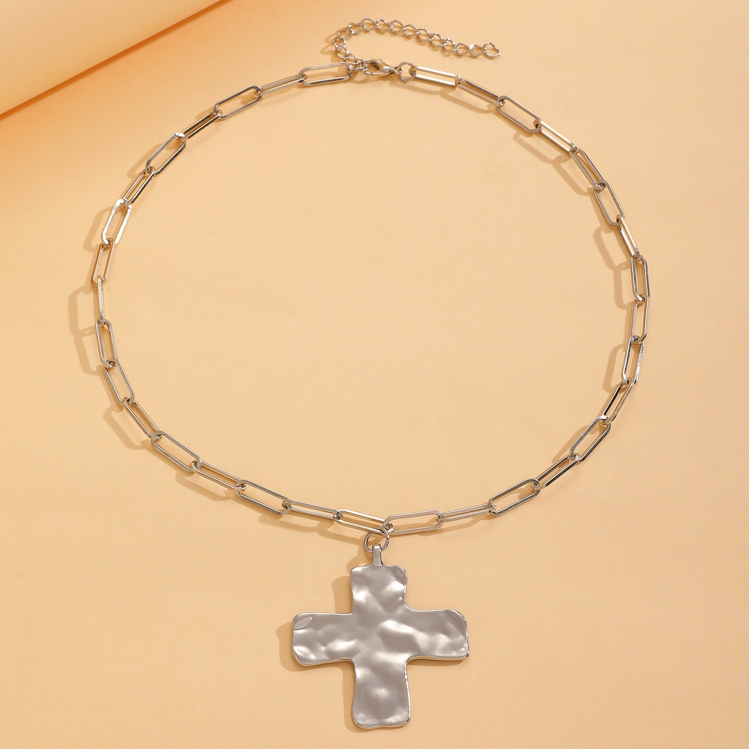 Celebrity Style Decorative Chain Jewelry Personalized Cross Alloy Pendant Necklace  Minimalist Style Clip Simple Internet Celebrity Collarbone Chain for Women