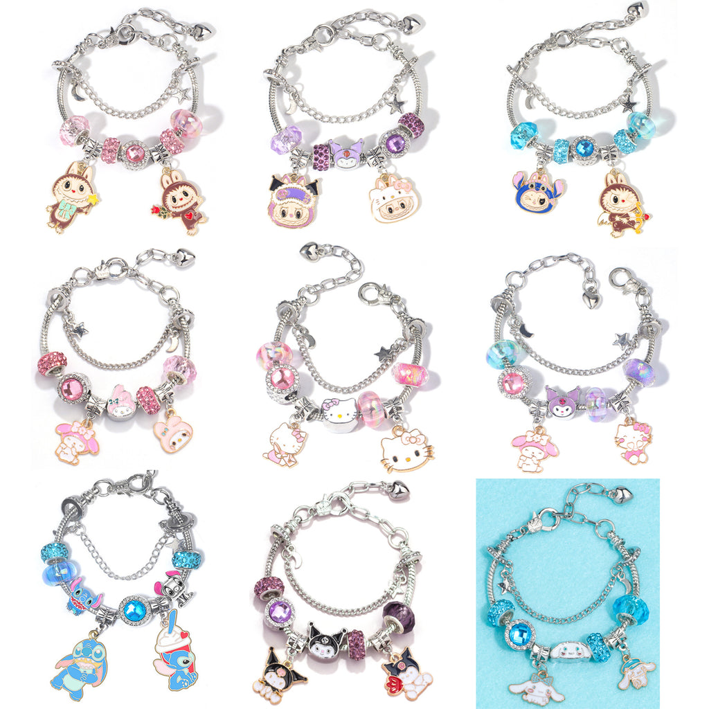Hot Selling Sanrio Beaded Bracelet Cartoon Kuromi Labubu Beaded Bracelet Women's Accessories