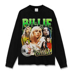 Same Style as Stars Billie Printed Short Sleeve T Trendy Heavyweight Crew Neck Hooded Sweatshirt