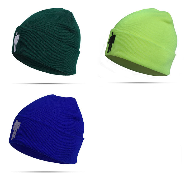 New style knitted hat similar to celebrity style Billie Knitted Hat Embroidery Autumn Winter Export Pullover Brimless Hat