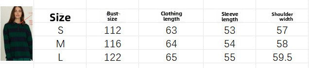 New Retro Striped Polo Shirt Sweatshirt Autumn and Winter New Loose Style Long Sleeve College Style Top