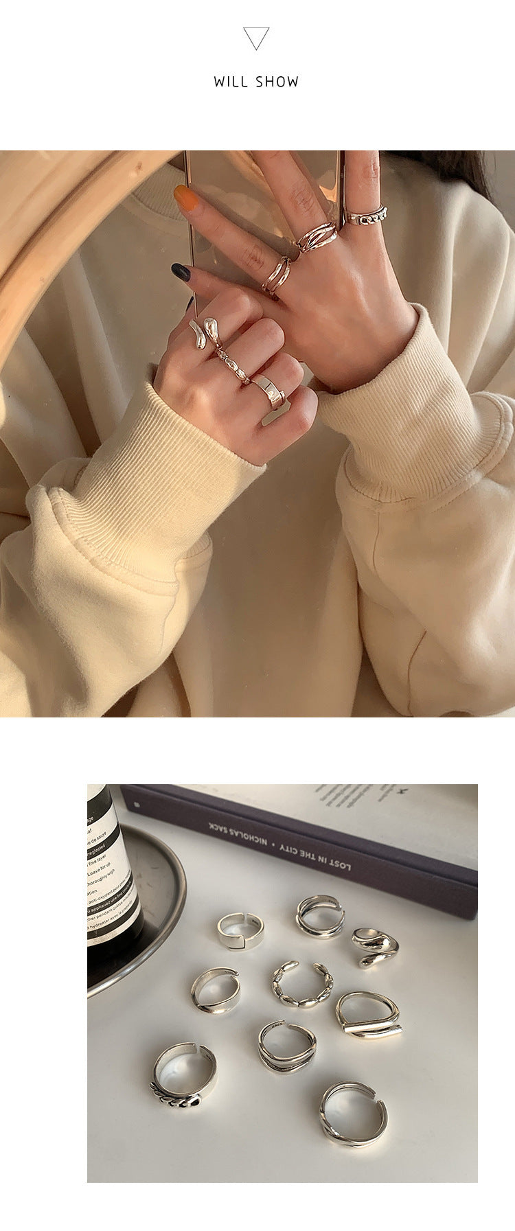 2026New design with high-quality texture925Index Finger Pure Silver Decorative Ring for Women, Light Luxury Niche ins Minimalist Style Personality Fashion Ring